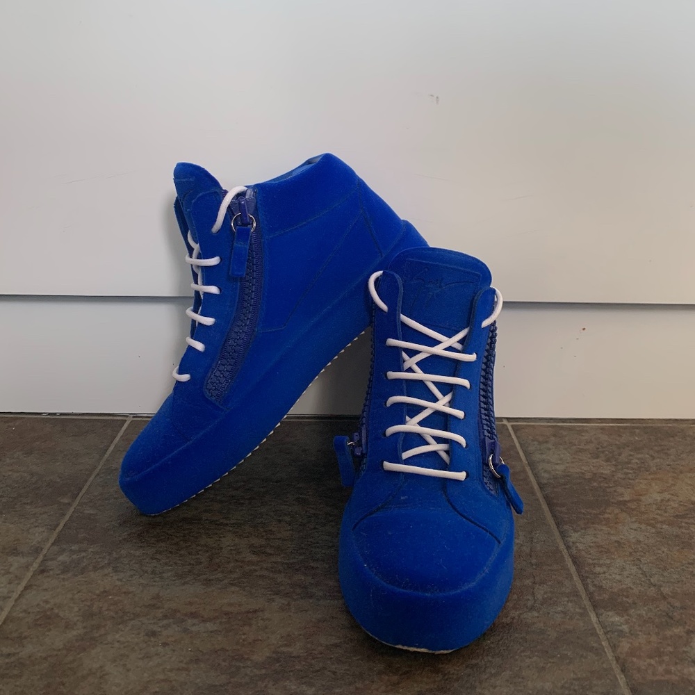 Giuseppe Zanotti Kriss Mid 'The Unfinished Velvet - Blue'